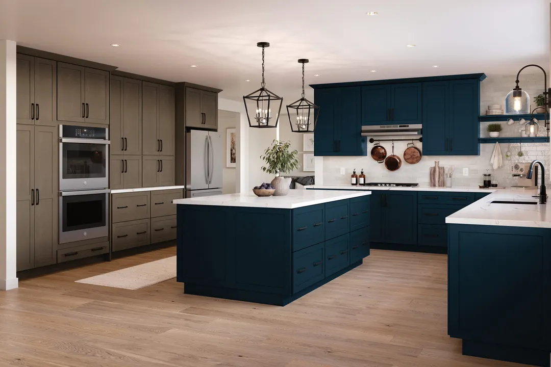 Diamond Express Jamestown 36-in W x 34.5-in H x 24-in D Regatta Blue Lazy Susan Corner Base Fully Assembled Plywood Cabinet (Recessed Panel Shaker Style), photo 9 of 10