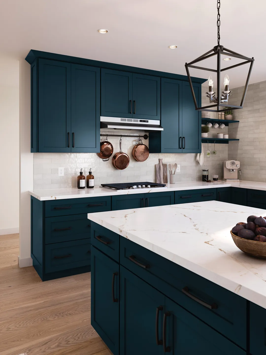 Diamond Express Jamestown 36-in W x 36-in H x 12-in D Regatta Blue L-shaped Corner Wall Fully Assembled Plywood Cabinet (Recessed Panel Shaker Style), photo 3 of 10