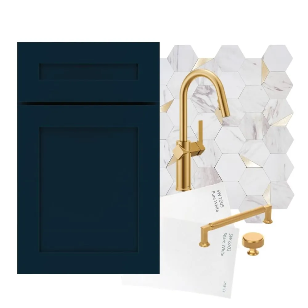 Diamond Express Jamestown 36-in W x 30-in H x 12-in D Regatta Blue L-shaped Corner Wall Fully Assembled Plywood Cabinet (Recessed Panel Shaker Style), photo 4 of 10