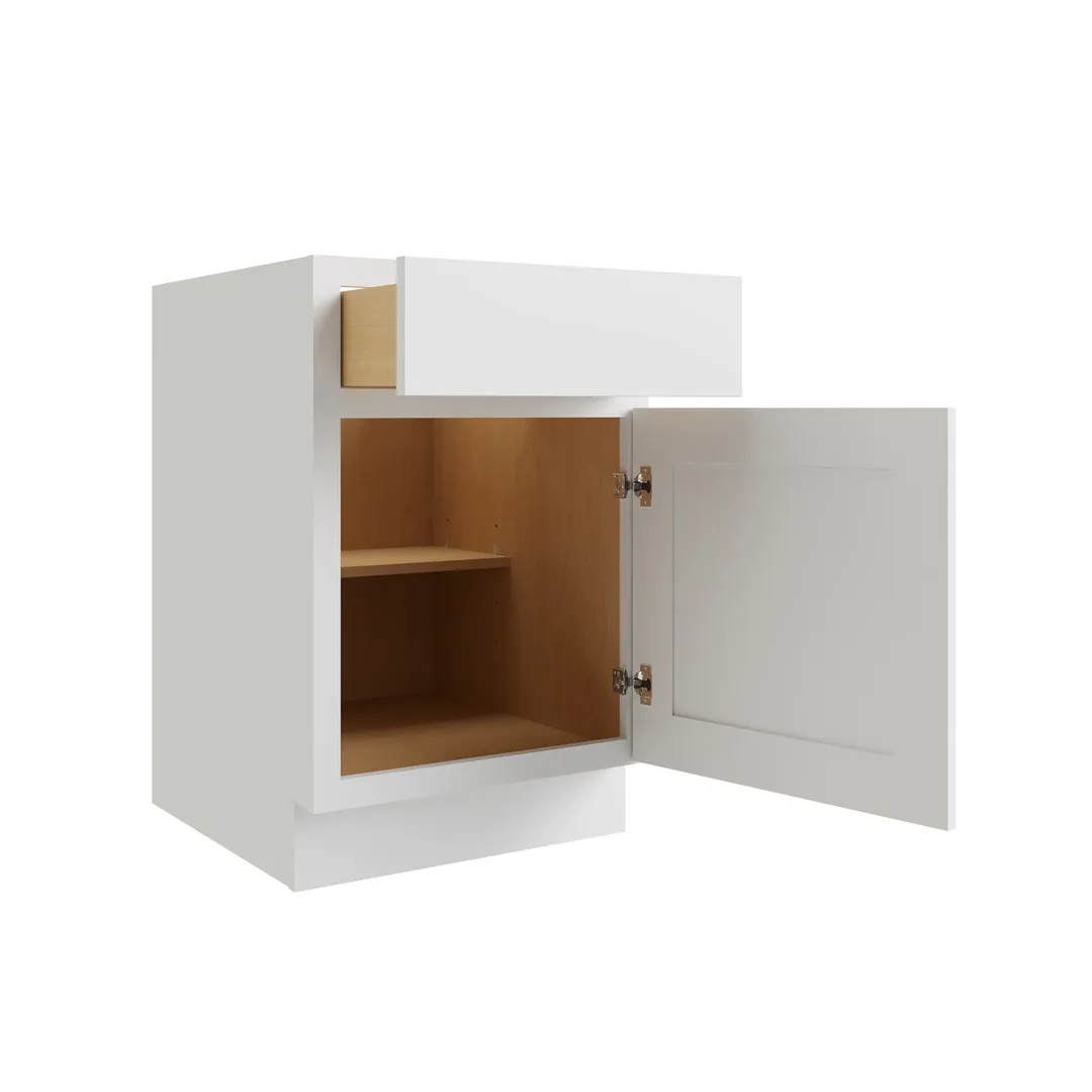 RELIABILT Parkstone 21-in W x 34.5-in H x 24-in D White 1-Drawer Base Fully Assembled Plywood Cabinet (Flat Panel Shaker Style), photo 4 of 9