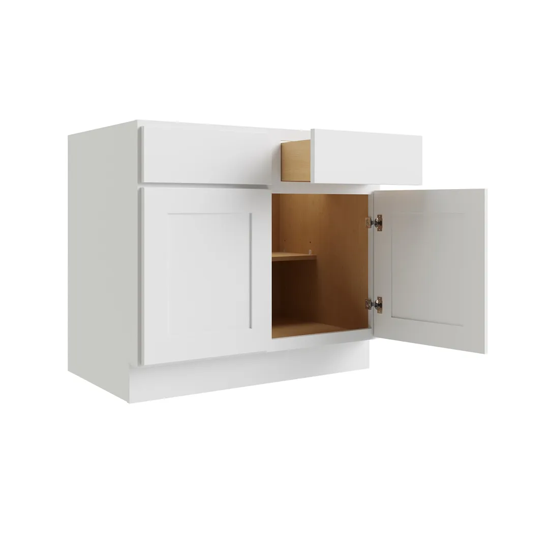 RELIABILT Parkstone 36-in W x 34.5-in H x 24-in D White 2-Drawers Base Fully Assembled Plywood Cabinet (Flat Panel Shaker Style), photo 4 of 9