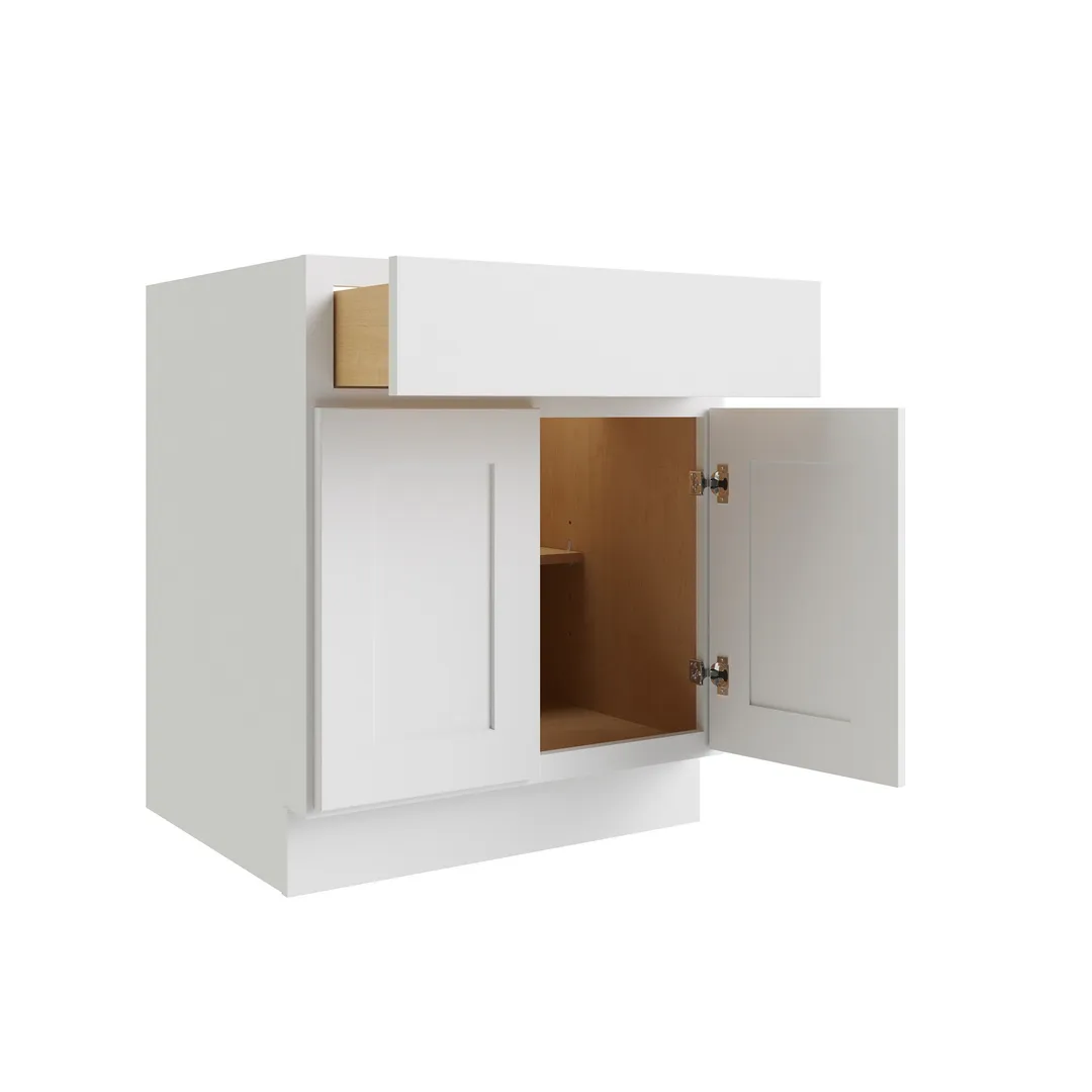 RELIABILT Parkstone 24-in W x 34.5-in H x 24-in D White 1-Drawer Base Fully Assembled Plywood Cabinet (Flat Panel Shaker Style), photo 4 of 9
