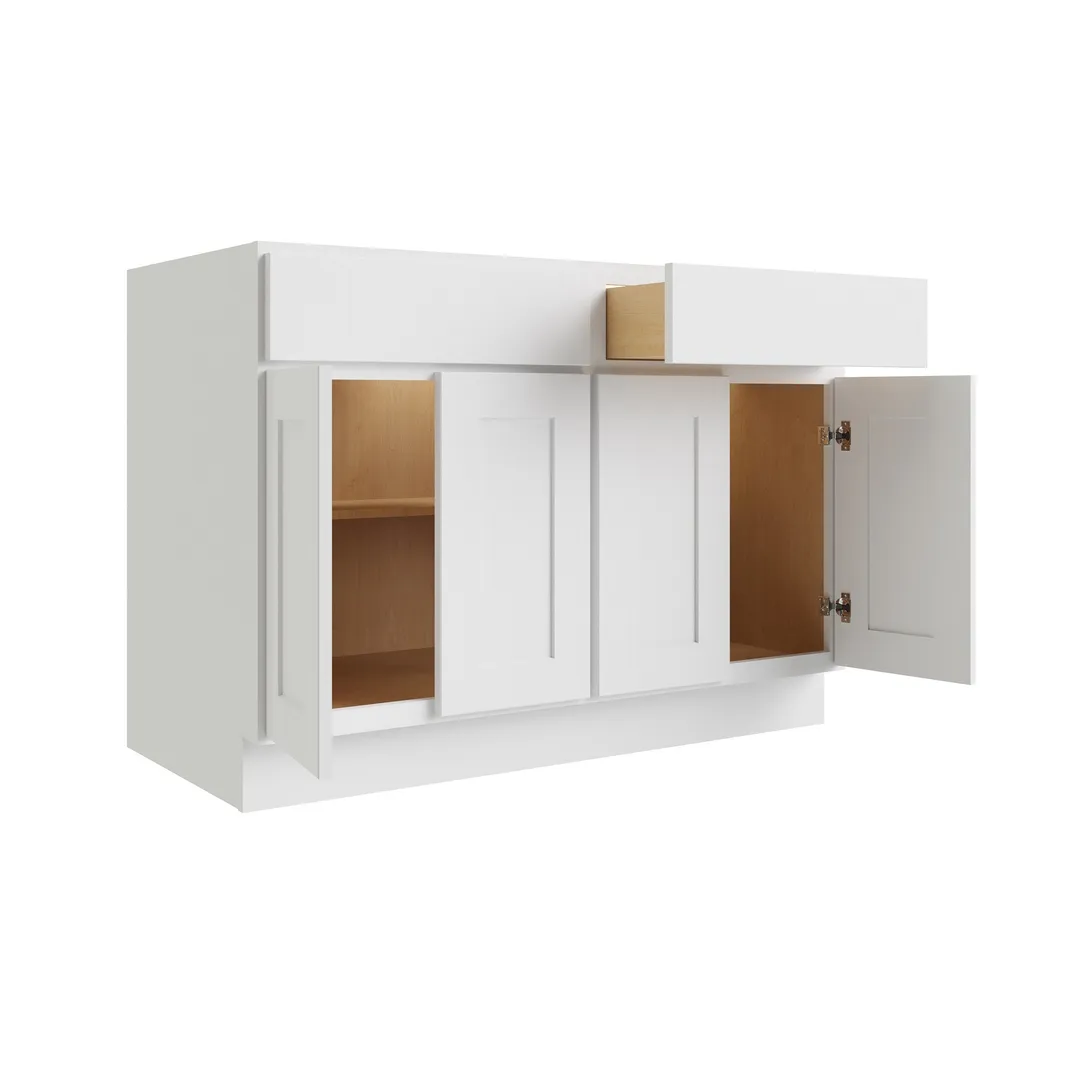 RELIABILT Parkstone 48-in W x 34.5-in H x 24-in D White 2-Drawers Base Fully Assembled Plywood Cabinet (Flat Panel Shaker Style), photo 4 of 9
