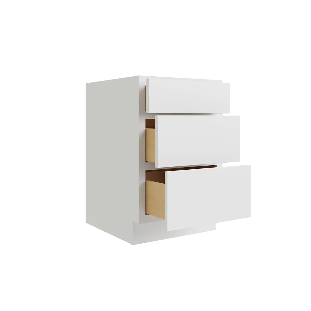 RELIABILT Parkstone 21-in W x 34.5-in H x 24-in D White 3-Drawer Base Fully Assembled Plywood Cabinet (Flat Panel Style), photo 4 of 9