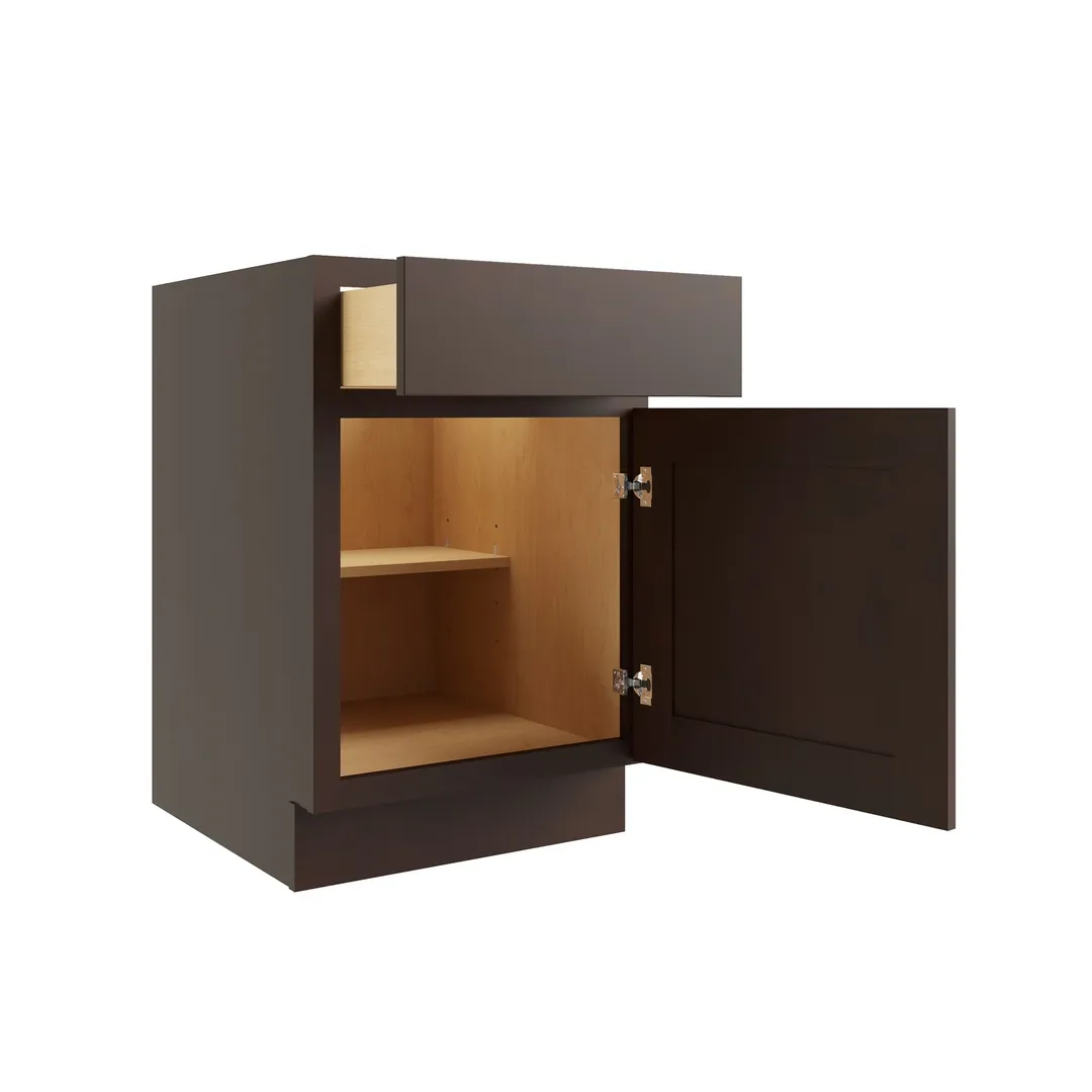 RELIABILT Parkstone 15-in W x 34.5-in H x 24-in D Espresso 1-Drawer Base Fully Assembled Plywood Cabinet (Flat Panel Shaker Style), photo 4 of 7