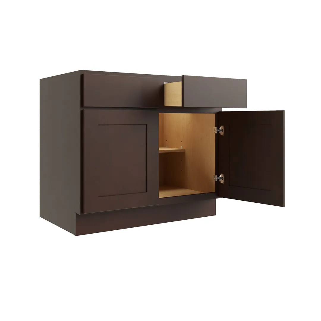 RELIABILT Parkstone 36-in W x 34.5-in H x 24-in D Espresso 2-Drawers Base Fully Assembled Plywood Cabinet (Flat Panel Shaker Style), photo 4 of 7