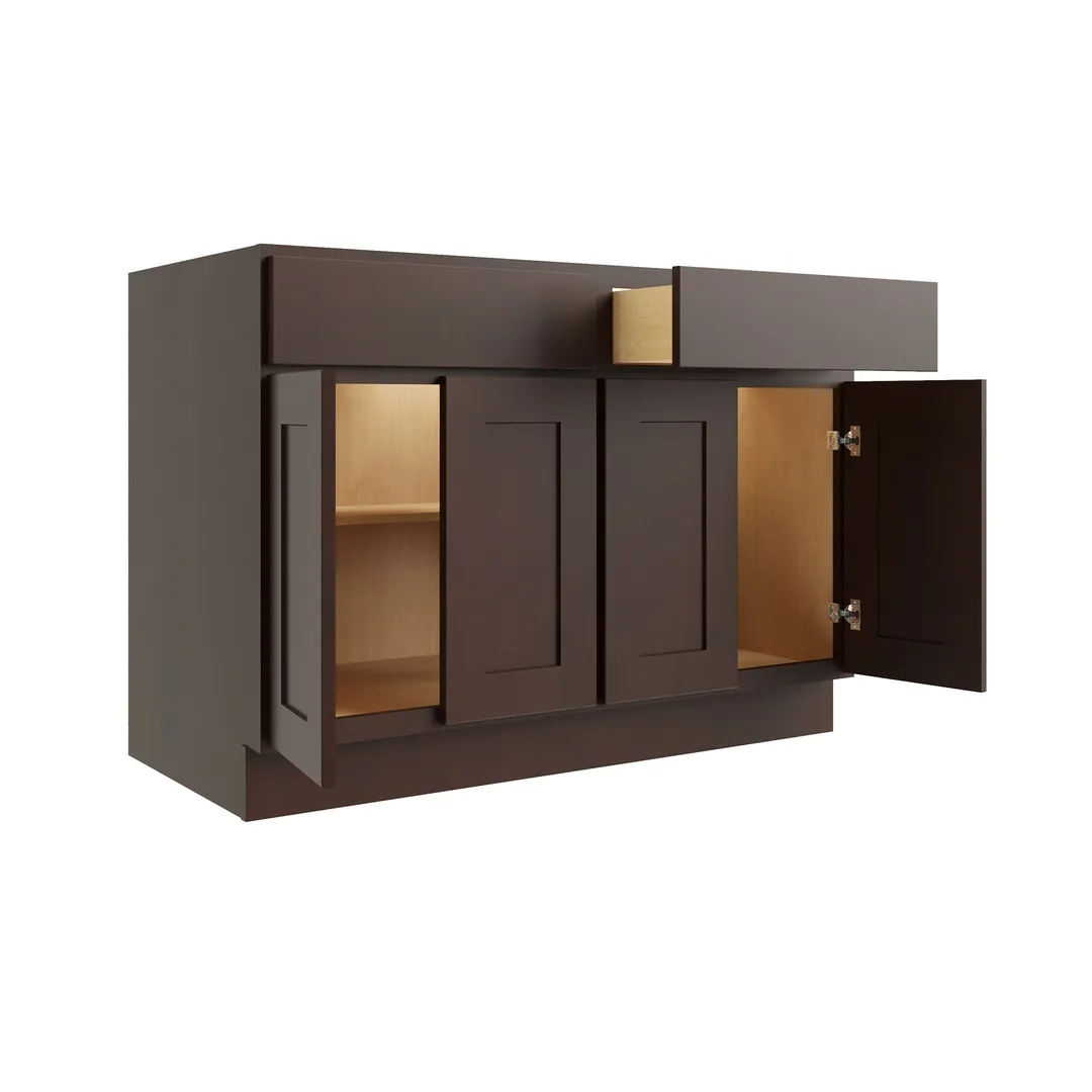 RELIABILT Parkstone 48-in W x 34.5-in H x 24-in D Espresso 2-Drawers Base Fully Assembled Plywood Cabinet (Flat Panel Shaker Style), photo 4 of 7