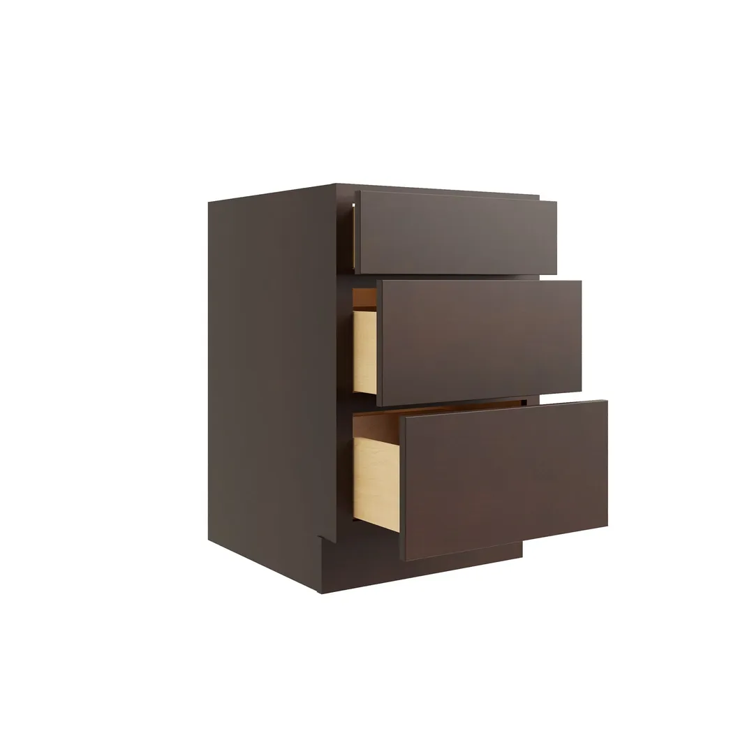 RELIABILT Parkstone 18-in W x 34.5-in H x 24-in D Espresso 3-Drawer Base Fully Assembled Plywood Cabinet (Flat Panel Style), photo 4 of 7