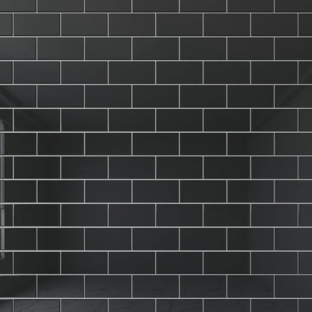 Giorbello Classic Premium Glass Subway Black 3-in x 6-in Glossy Glass Subway Wall Tile (5-sq. ft/ Carton), photo 6 of 7