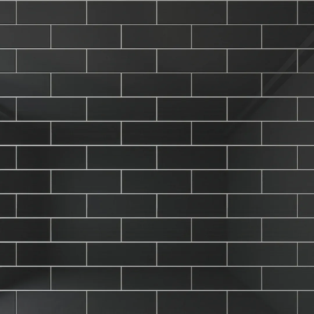 Giorbello Classic Premium Black 4-in x 12-in Glossy Glass Subway Wall Tile (5-sq. ft/ Carton), photo 6 of 7