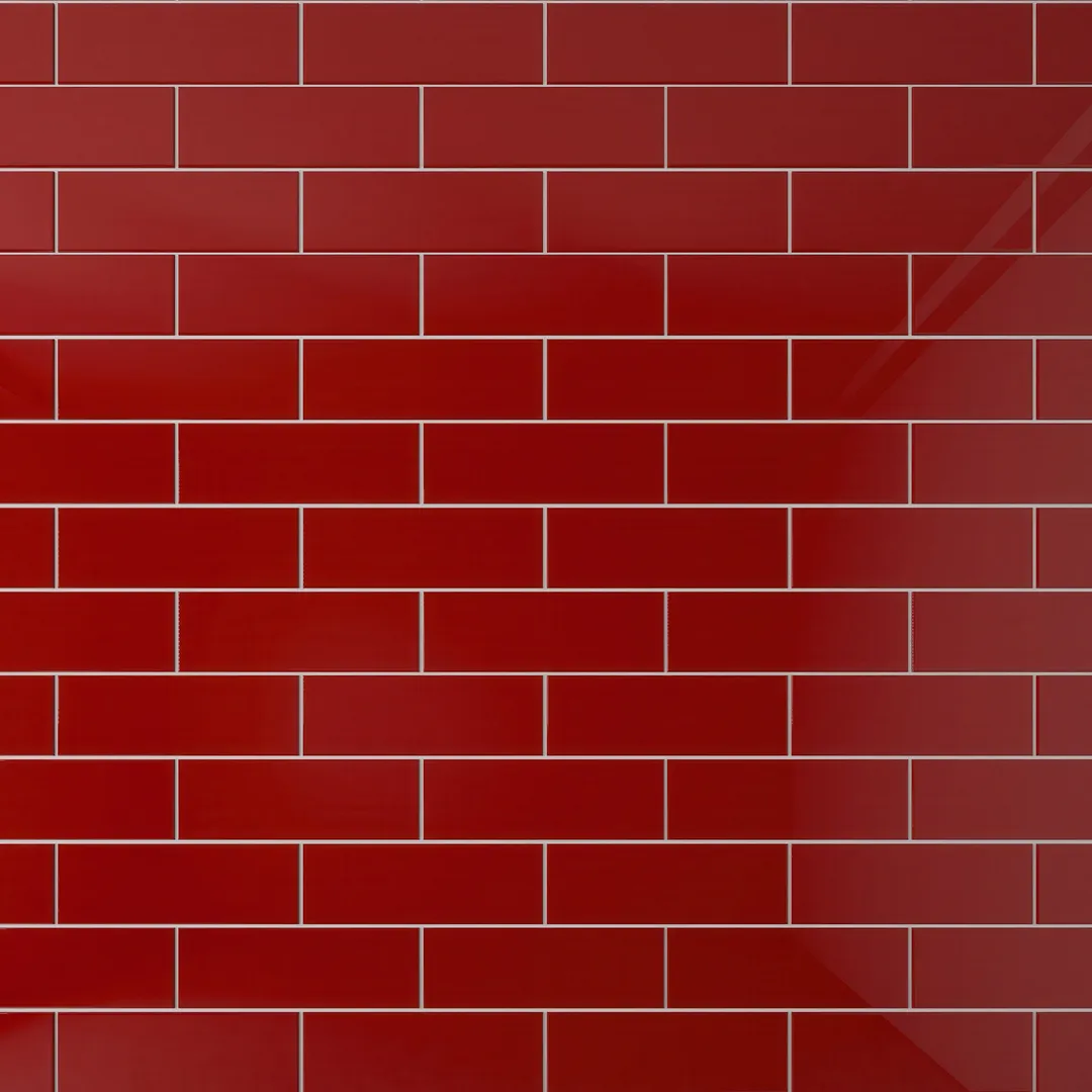 Giorbello Classic Premium Glass Subway Ruby Red 4-in x 12-in Glossy Glass Subway Wall Tile (5-sq. ft/ Carton), photo 6 of 7