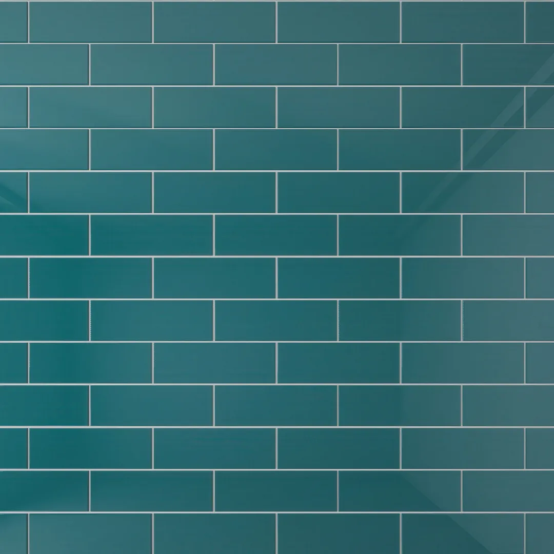 Giorbello Classic Premium Dark Teal 4-in x 12-in Glossy Glass Subway Wall Tile (5-sq. ft/ Carton), photo 6 of 7