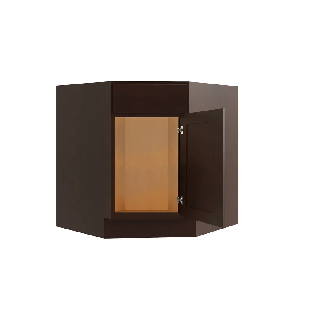 RELIABILT Parkstone 36-in W x 34.5-in H x 24-in D Espresso Diagonal Sink Base Fully Assembled Plywood Cabinet (Flat Panel Shaker Style), photo 4 of 7
