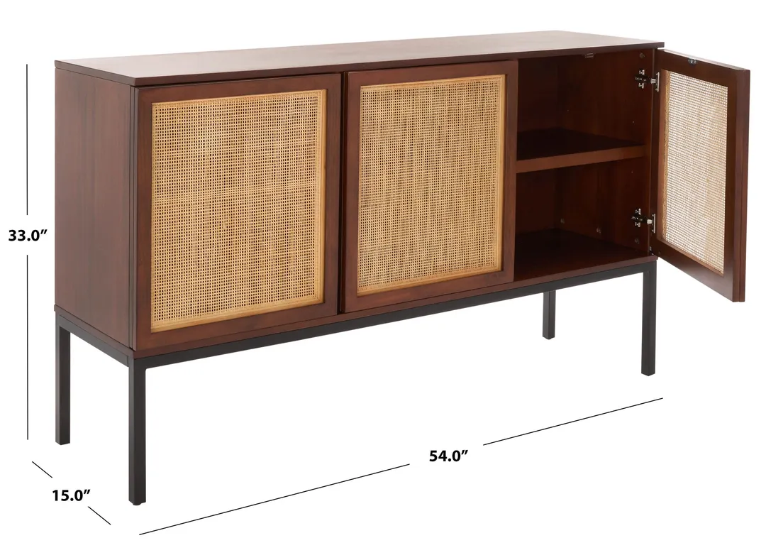 Safavieh Zadie Walnut/Natural Coastal Mdf Media Cabinet, photo 4 of 15