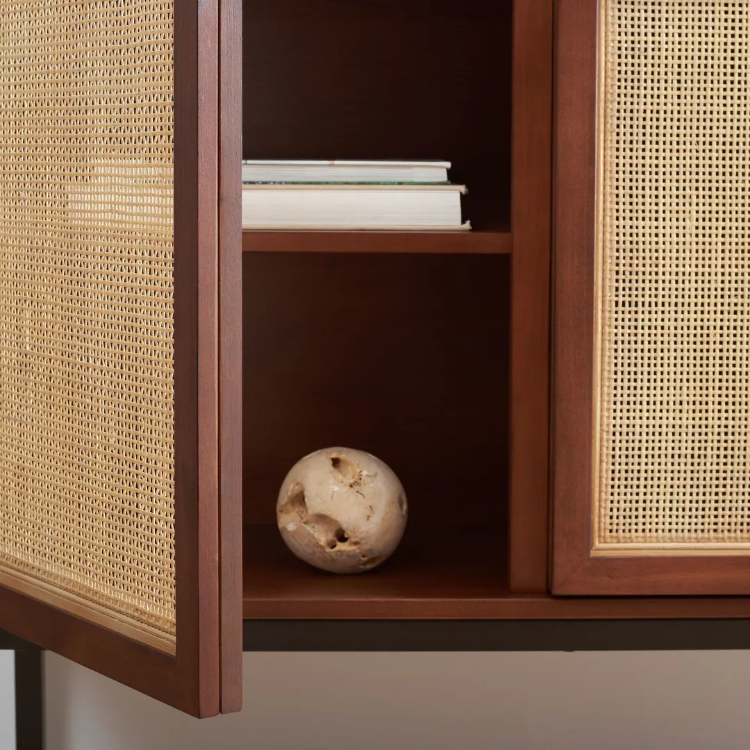 Safavieh Zadie Walnut/Natural Coastal Mdf Media Cabinet, photo 6 of 15