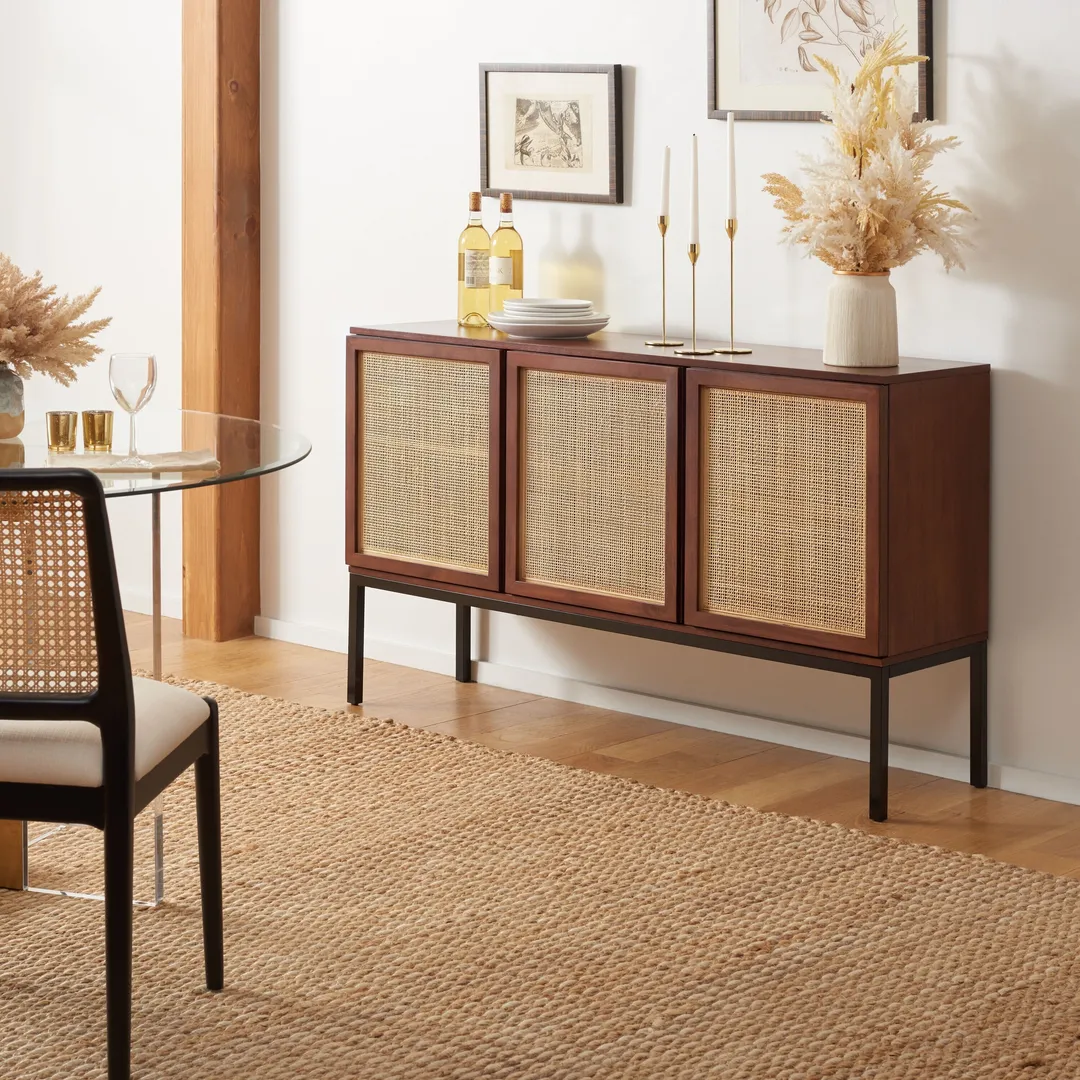 Safavieh Zadie Walnut/Natural Coastal Mdf Media Cabinet, photo 3 of 15