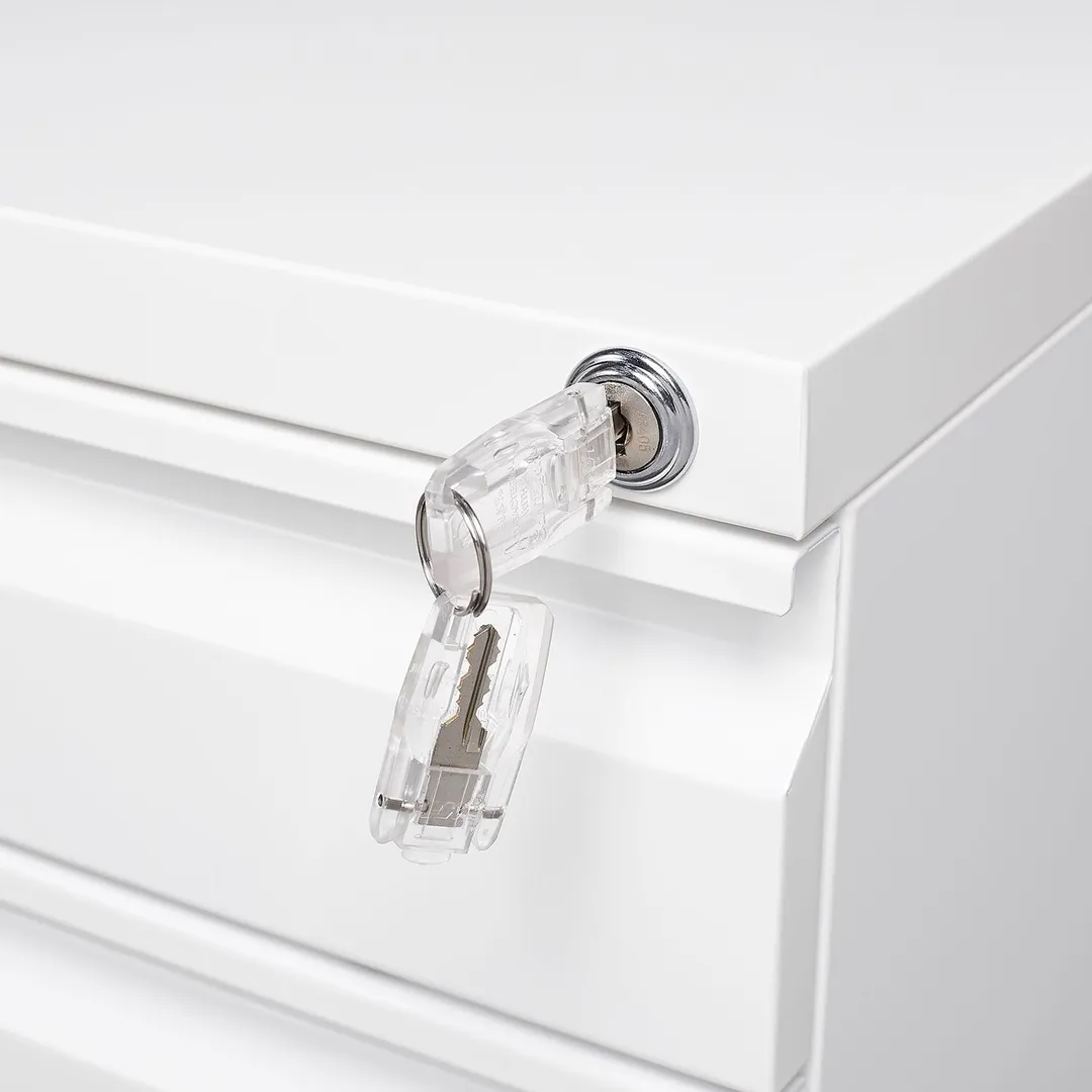 Mondawe Modern 3-Drawer Vertical File Cabinet, 17.32  14.57  23.63in Metal Filing Cabinet with Lock, White, photo 8 of 14