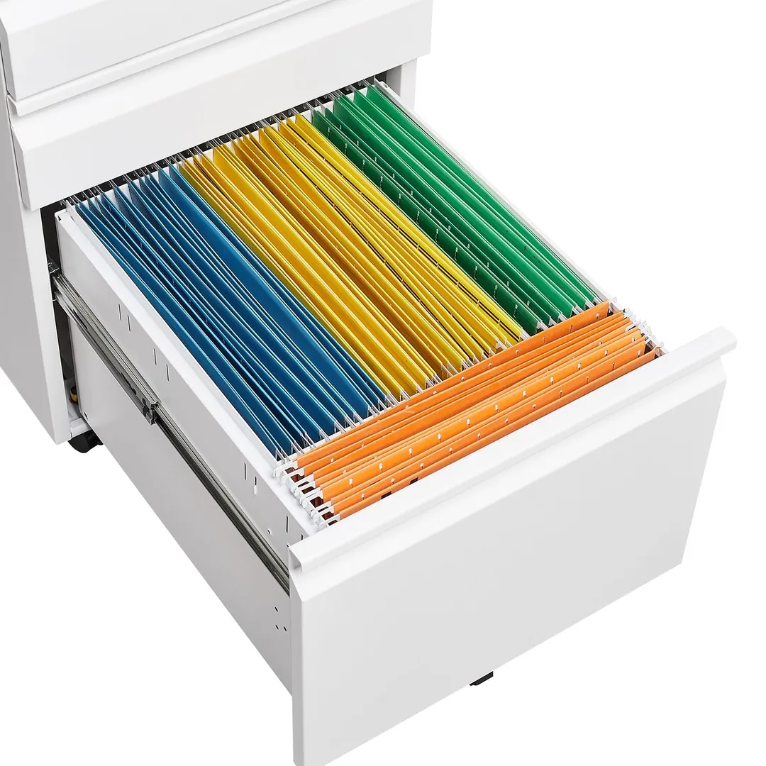 Mondawe Modern 3-Drawer Vertical File Cabinet, 17.32  14.57  23.63in Metal Filing Cabinet with Lock, White, photo 13 of 14