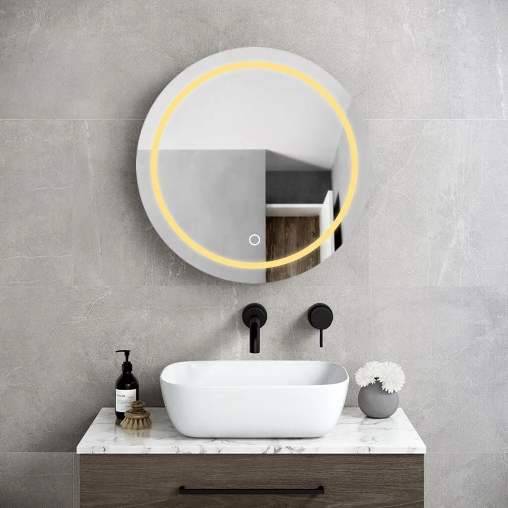 AAZJ AO 25-in x 26-in Lighted LED Fog Free Surface Mount Silver and Black Mirrored Round Medicine Cabinet, photo 2 of 9