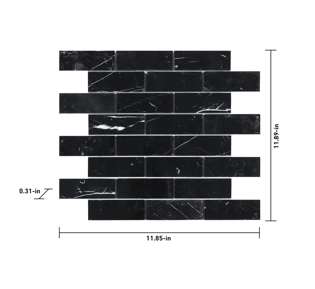 Satori Nero 12-in x 12-in Polished Natural Stone Marble Look Mosaic Wall Tile (0.97-sq. ft/ Piece), photo 7 of 7