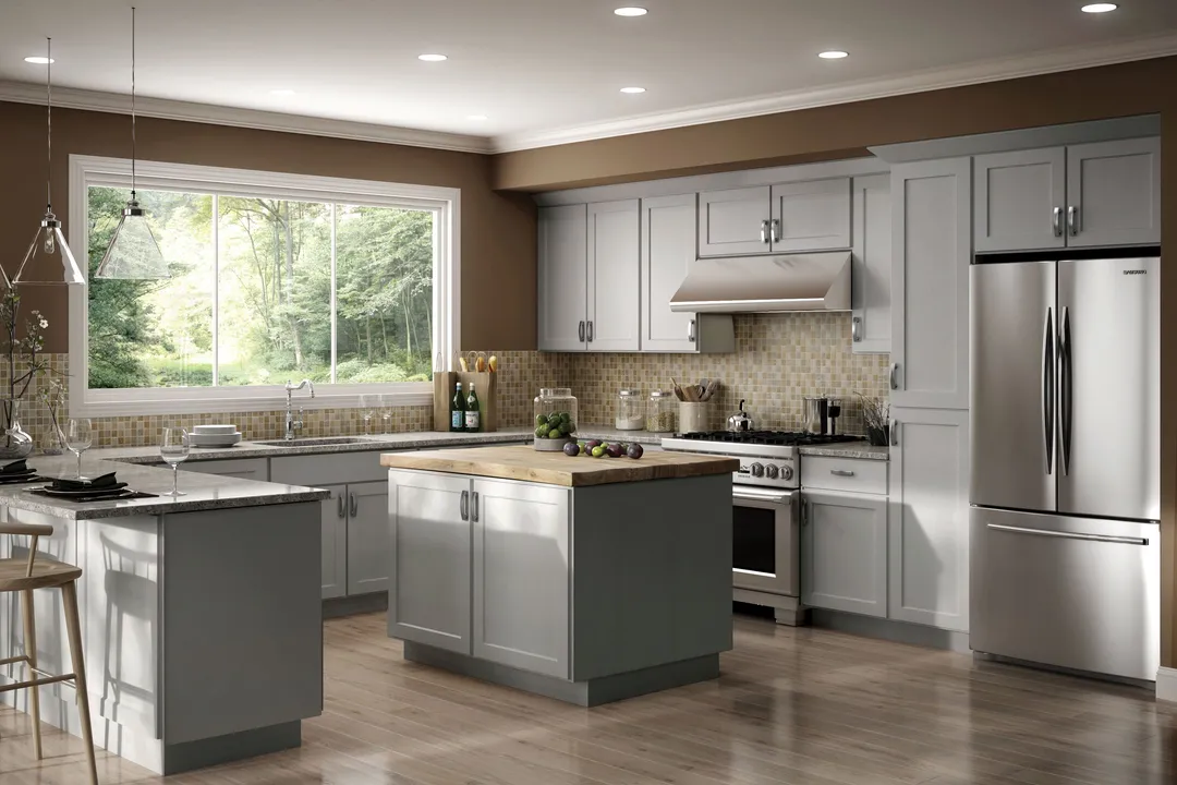 RELIABILT Parkstone 32-in W x 34.5-in H x 24-in D Grey Diagonal Sink Base Fully Assembled Plywood Cabinet (Flat Panel Shaker Style), photo 8 of 9