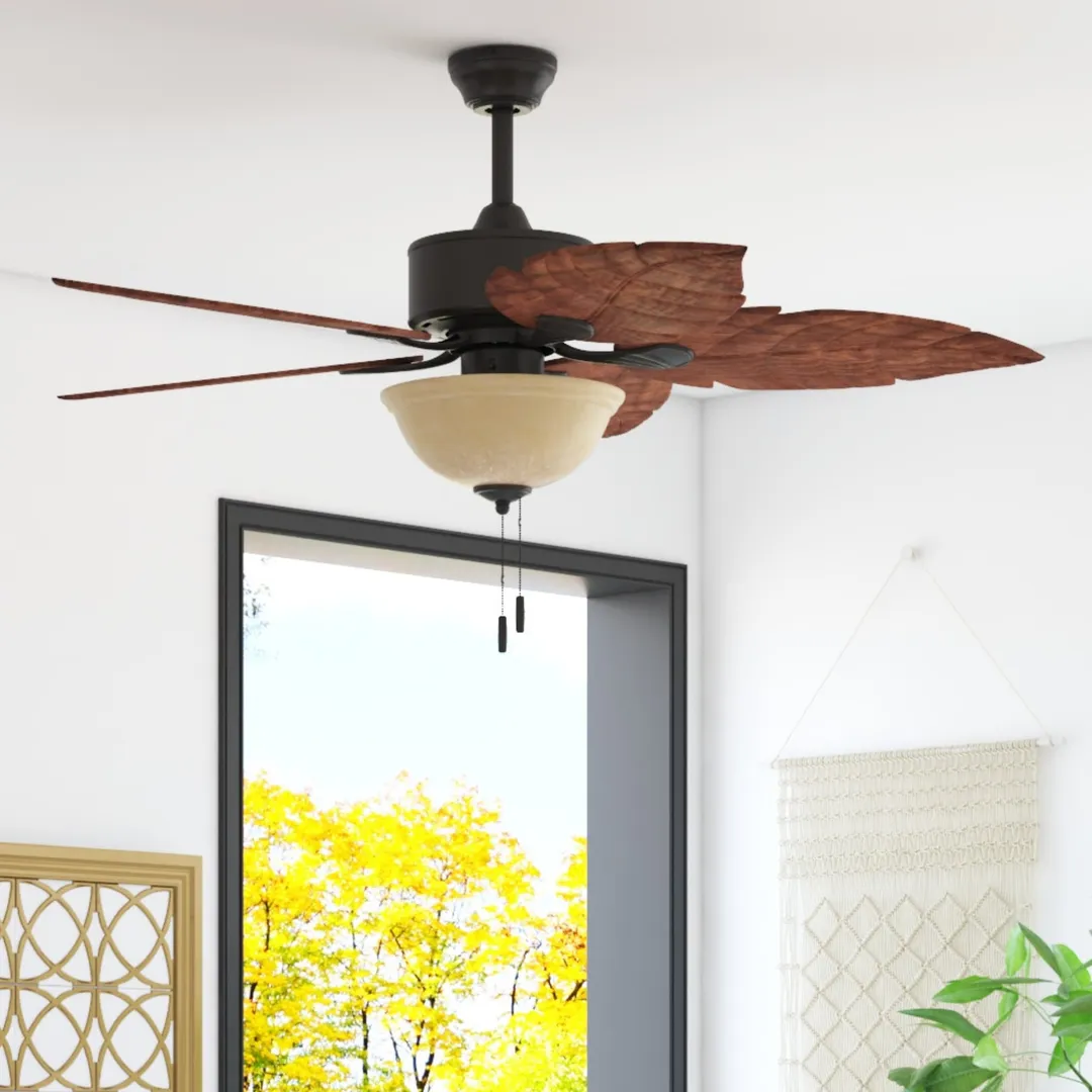 Harbor Breeze St Kitts 52-in Oil Rubbed Bronze LED Indoor/Outdoor Ceiling Fan with Light, 5 Hand-Carved Blades, photo 13 of 14