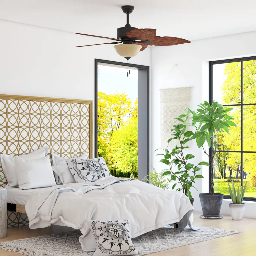 Harbor Breeze St Kitts 52-in Oil Rubbed Bronze LED Indoor/Outdoor Ceiling Fan with Light, 5 Hand-Carved Blades, photo 14 of 14