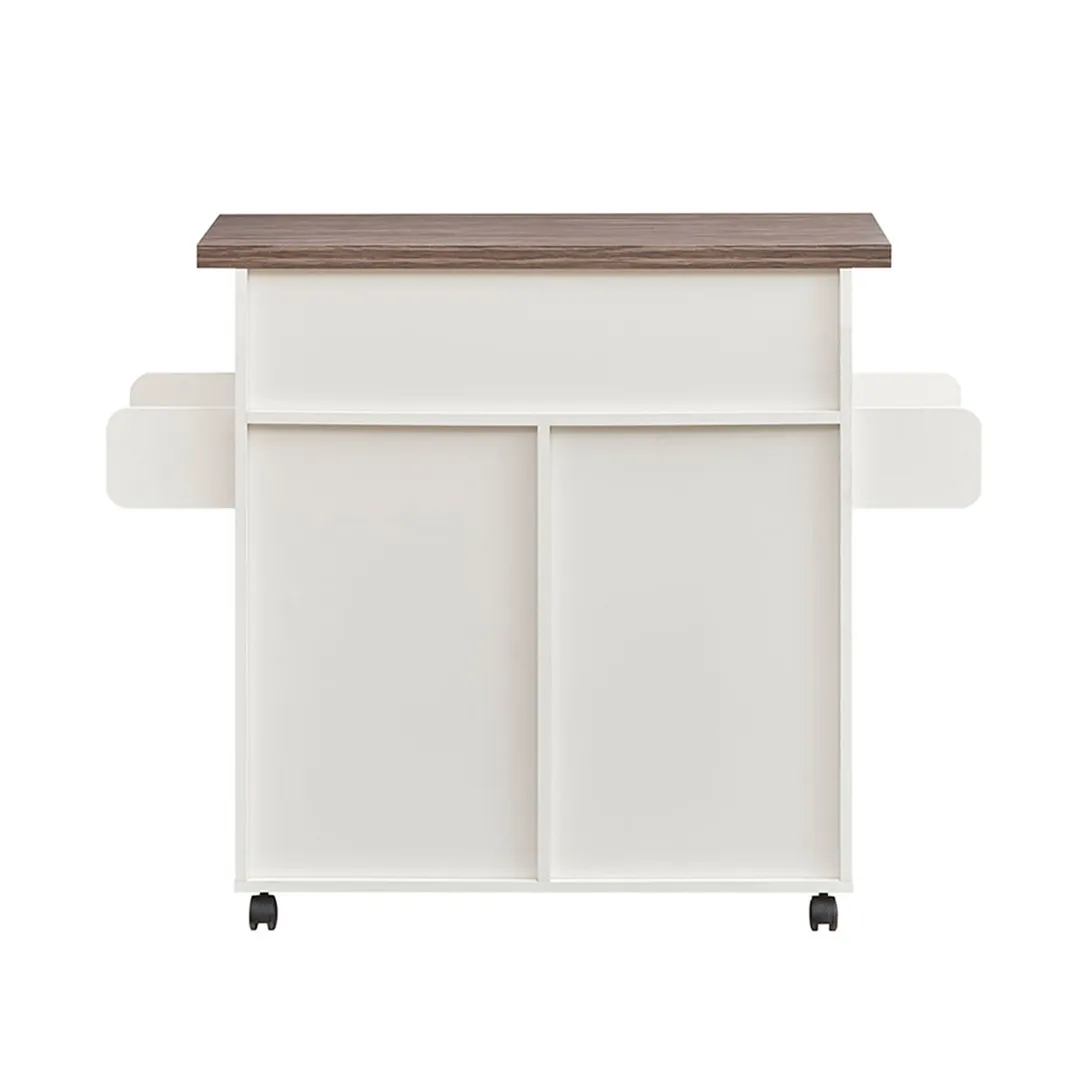 CESICIA White Wood Base with Wood Top Rolling Kitchen Island (15.3-in x 45-in x 35.25-in), photo 6 of 9
