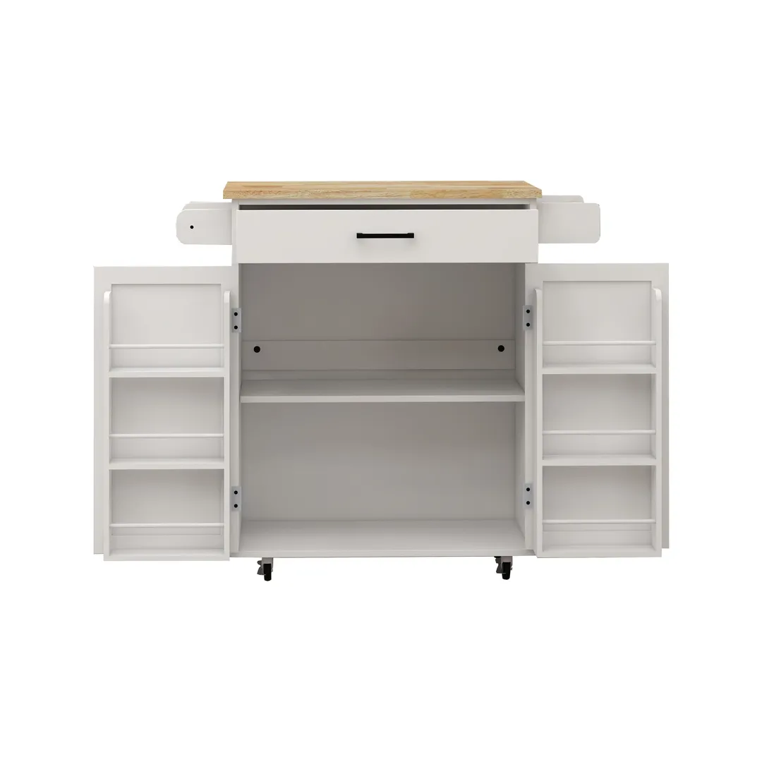 CESICIA White Mdf Base with Mdf Wood Top Rolling Kitchen Island (17.72-in x 28.74-in x 36.22-in), photo 2 of 15