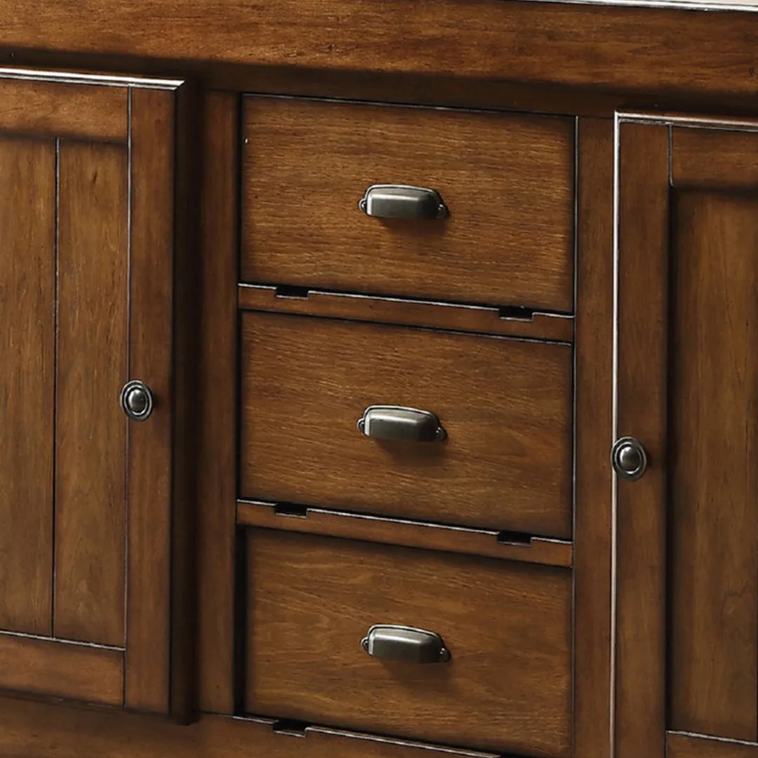 Benzara Brown Wood Veneer Base with Mdf Wood Top Kitchen Cart (22-in x 57-in x 36-in), photo 6 of 6