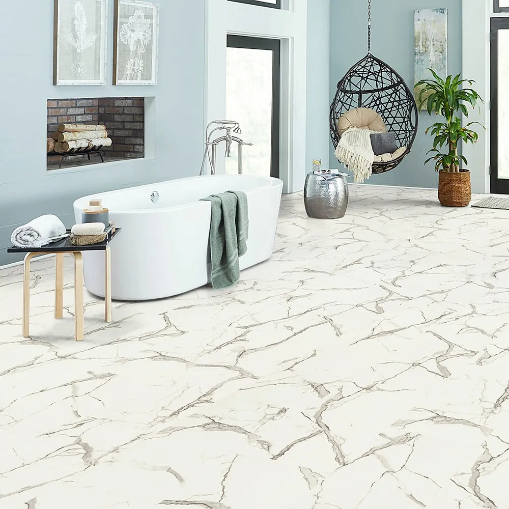 Pergo Verona Marble Off-white Luxury Vinyl Tile Flooring - Waterproof, 22-mil, 21.18 sq ft/Carton, photo 7 of 9