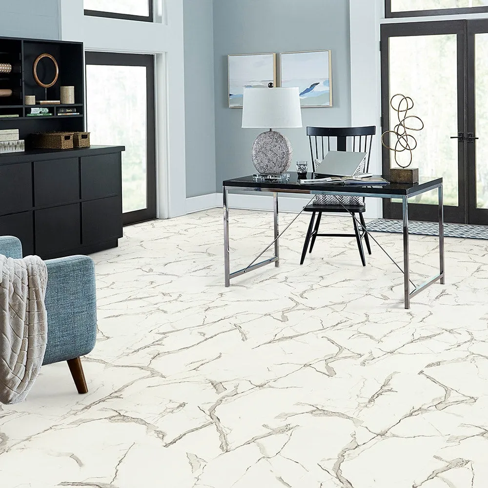 Pergo Verona Marble Off-white Luxury Vinyl Tile Flooring - Waterproof, 22-mil, 21.18 sq ft/Carton, photo 8 of 9