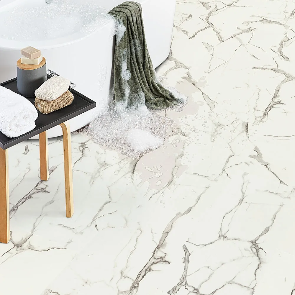 Pergo Verona Marble Off-white Luxury Vinyl Tile Flooring - Waterproof, 22-mil, 21.18 sq ft/Carton, photo 9 of 9