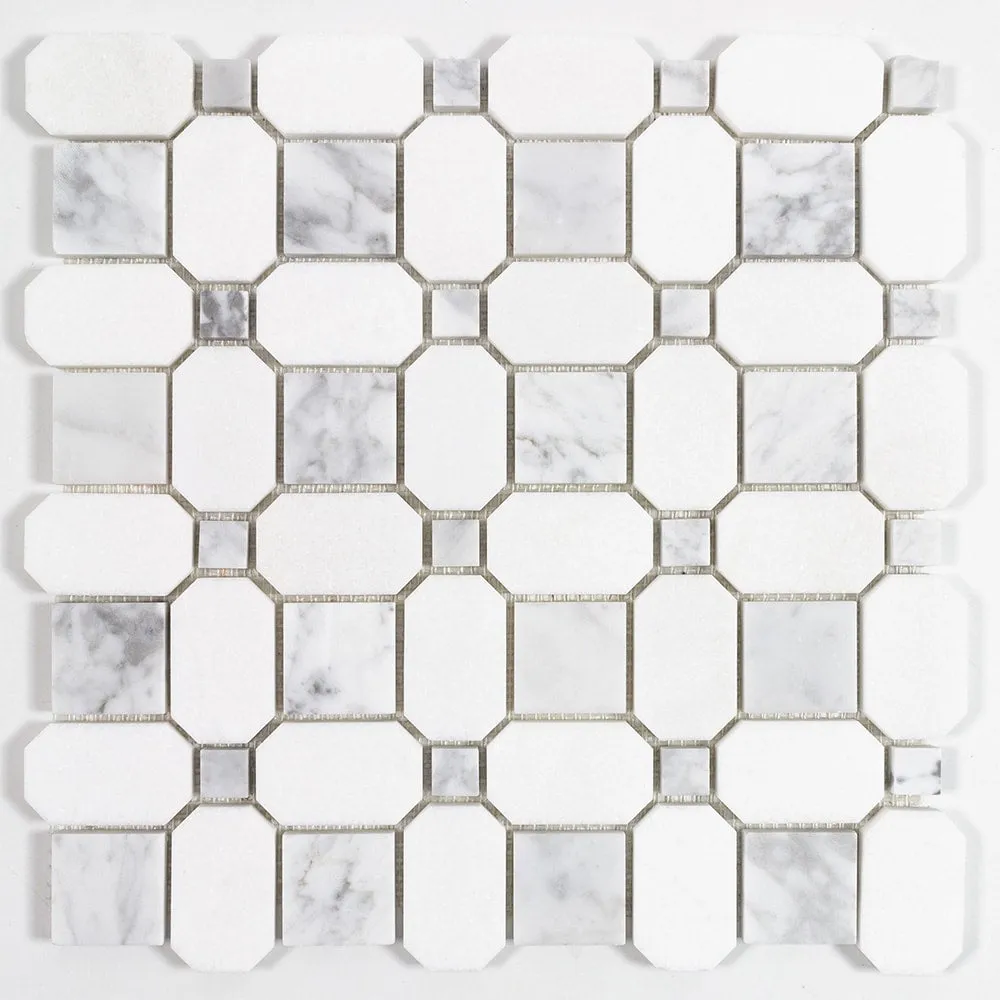 Elida Ceramica Astor Lane Marble 12-in x 12-in Polished Basketweave Mosaic Floor and Wall Tile, 0.88-sq ft per Piece, photo 2 of 9