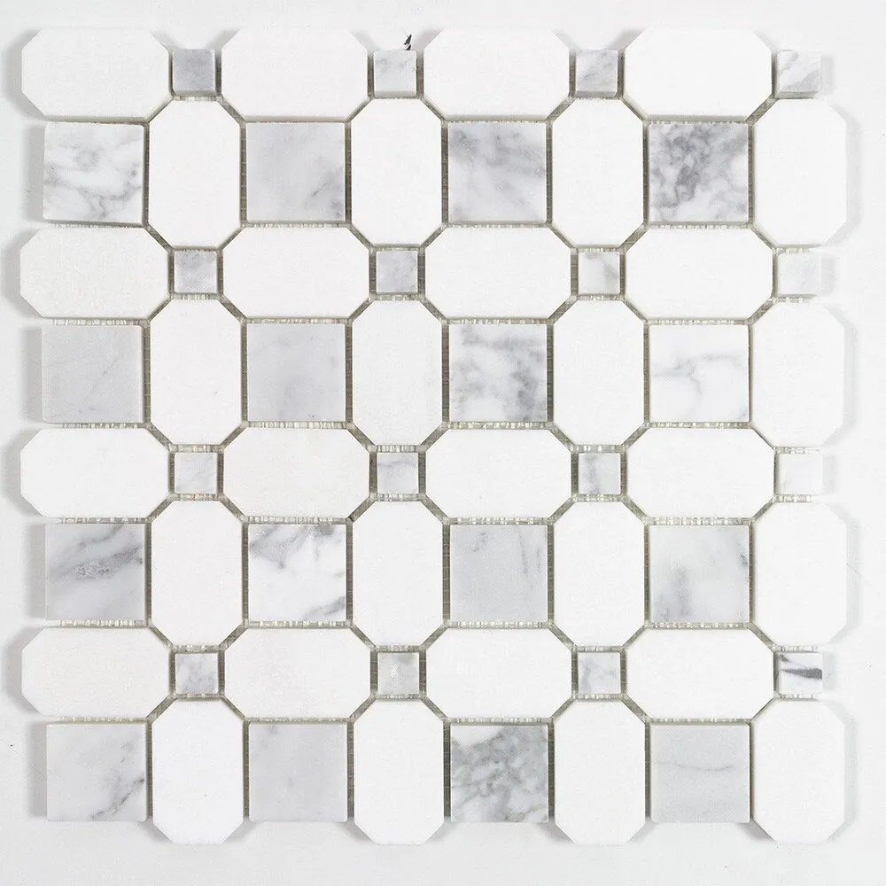 Elida Ceramica Astor Lane Marble 12-in x 12-in Polished Basketweave Mosaic Floor and Wall Tile, 0.88-sq ft per Piece, photo 3 of 9