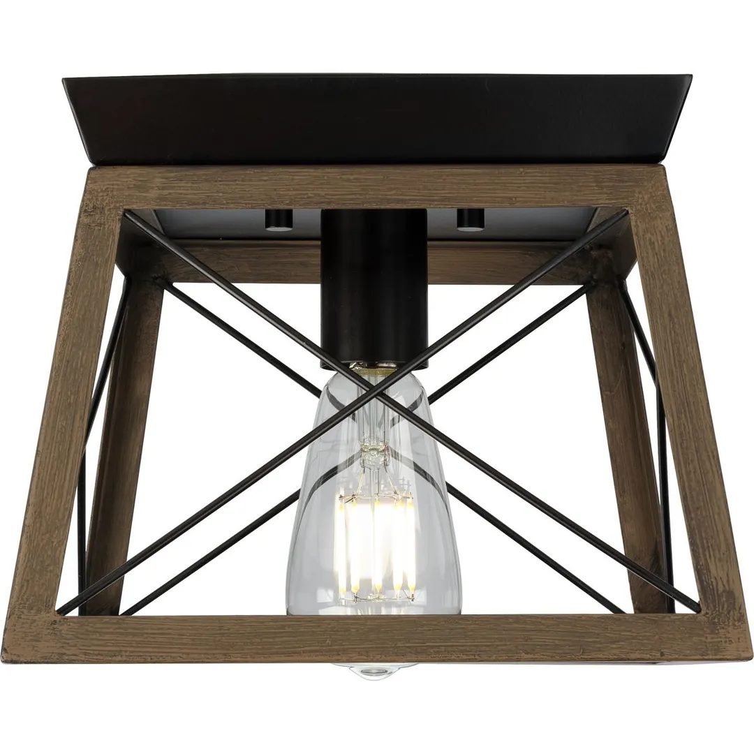 Progress Lighting Briarwood 9.5-in Antique Bronze Farmhouse Incandescent Flush Mount Light, photo 11 of 15
