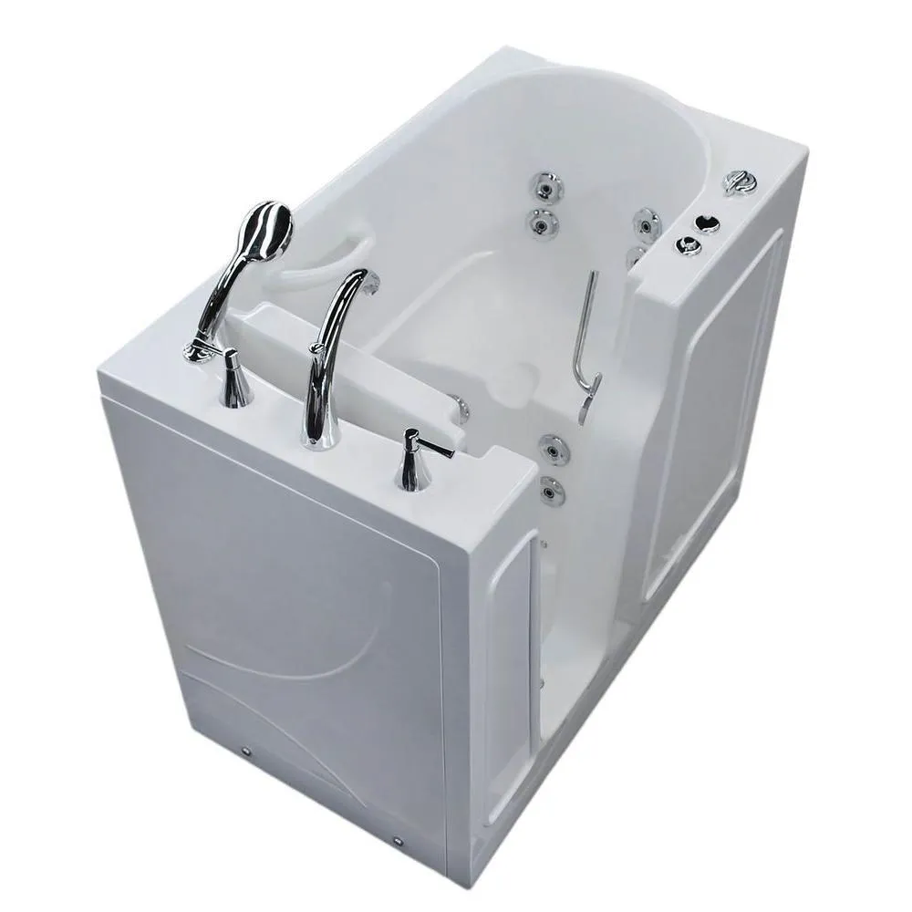 Universal Tubs Nova Heated 4.5 ft. Walk-In Whirlpool Bathtub in Biscuit with Chrome Trim, photo 9 of 52