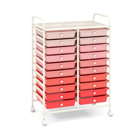 White Metal Base with Plastic Metal Top Rolling Kitchen Cart