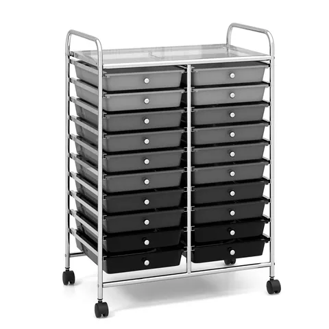 Chrome Metal Base with Plastic Top Rolling Kitchen Cart