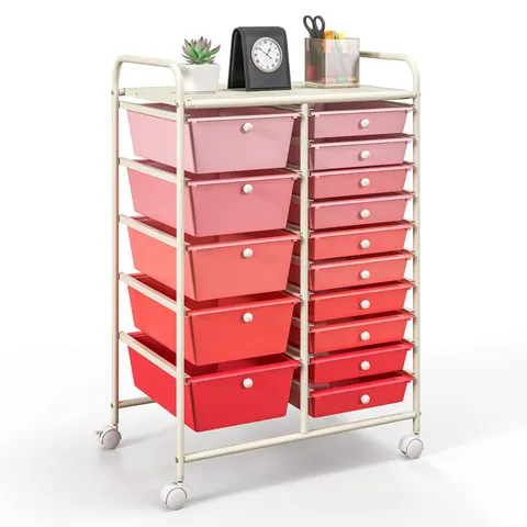 Metal Base with Plastic Metal Top Rolling Kitchen Cart