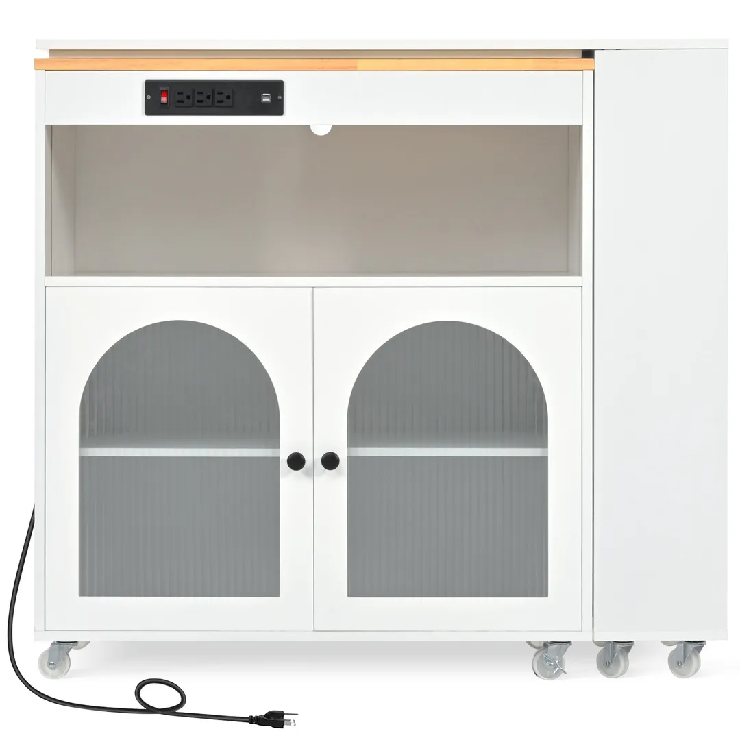 Xspracer White Mdf Base with Wood Top Rolling Kitchen Island (17-in x 33-in x 37-in), photo 5 of 20