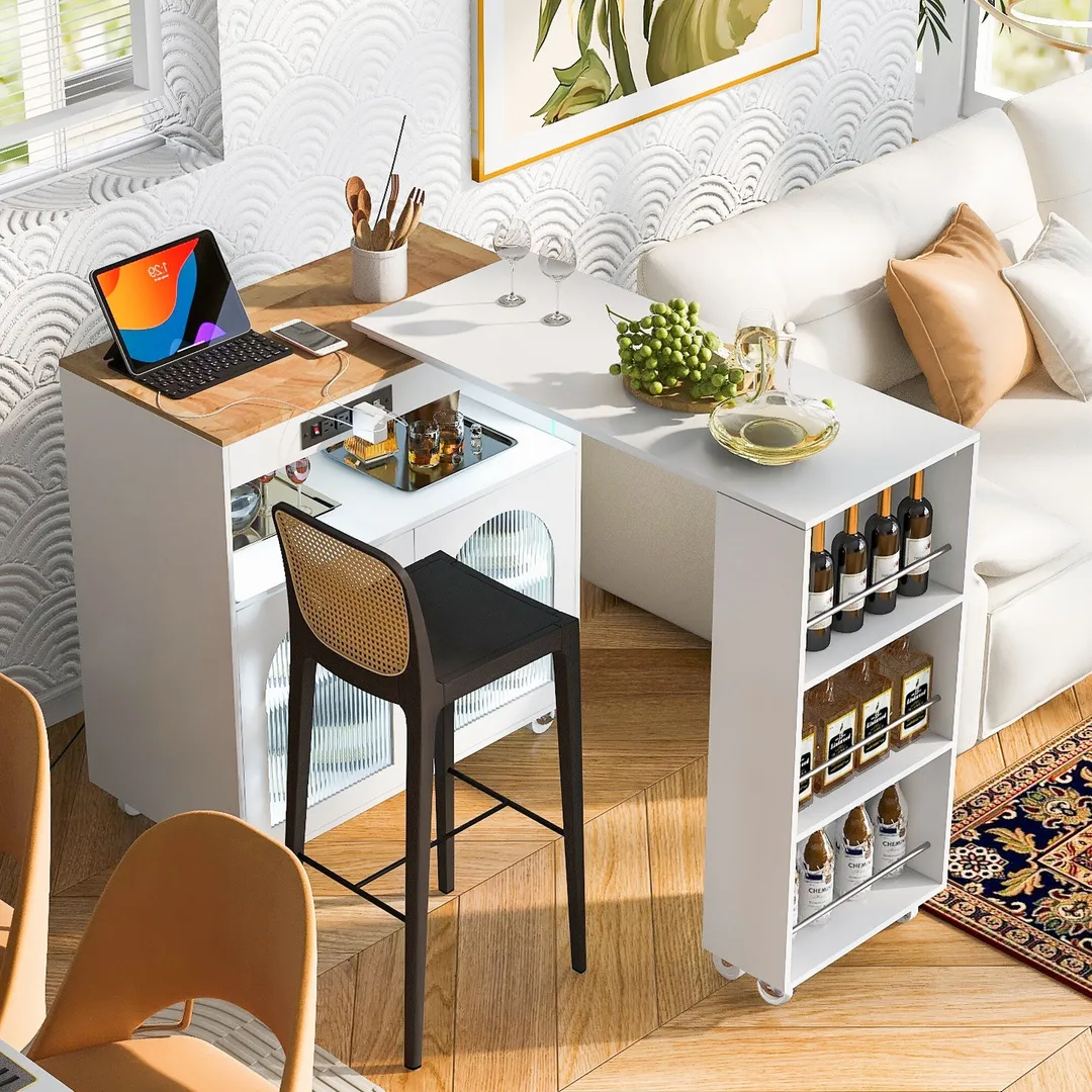 Xspracer White Mdf Base with Wood Top Rolling Kitchen Island (17-in x 33-in x 37-in), photo 3 of 20