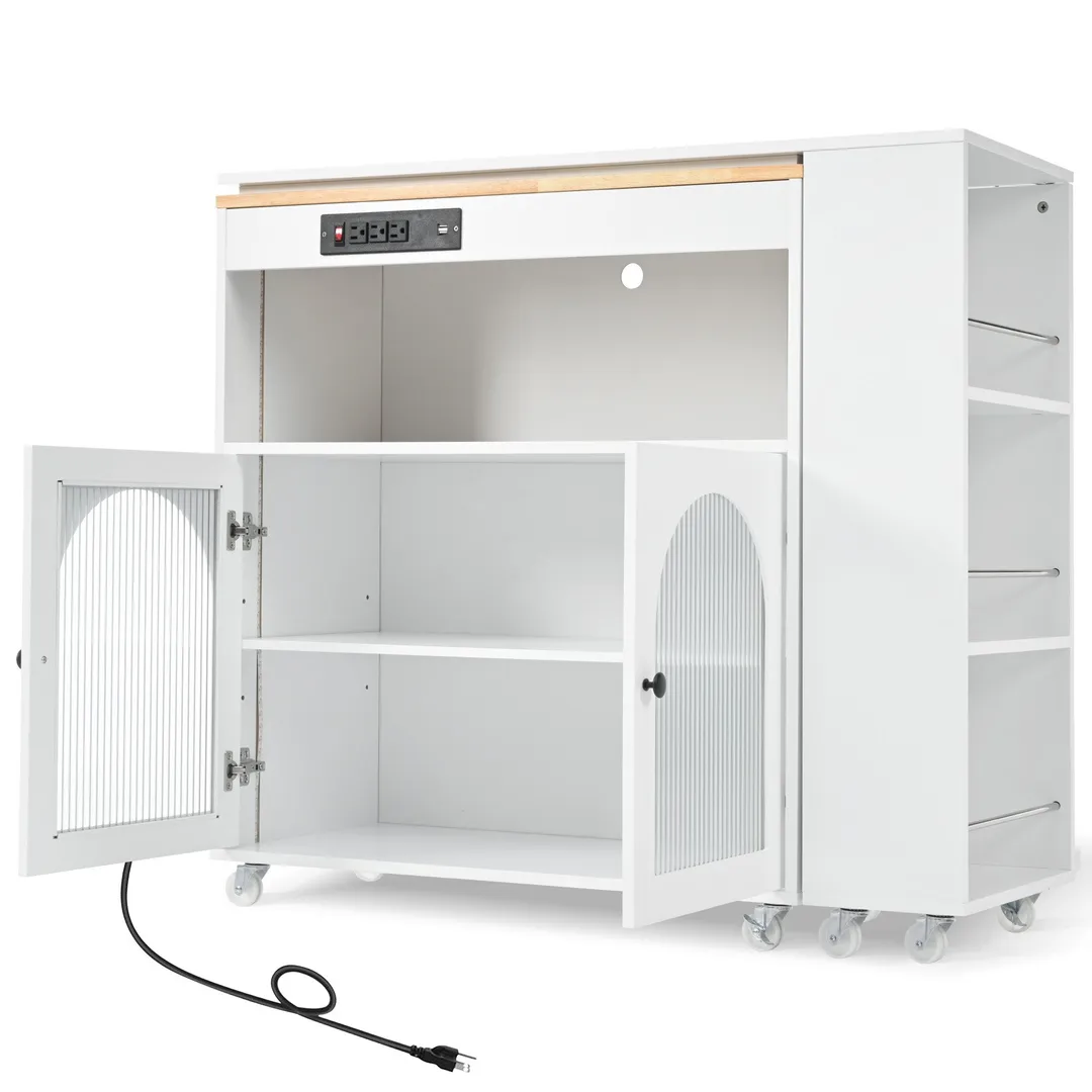 Xspracer White Mdf Base with Wood Top Rolling Kitchen Island (17-in x 33-in x 37-in), photo 7 of 20