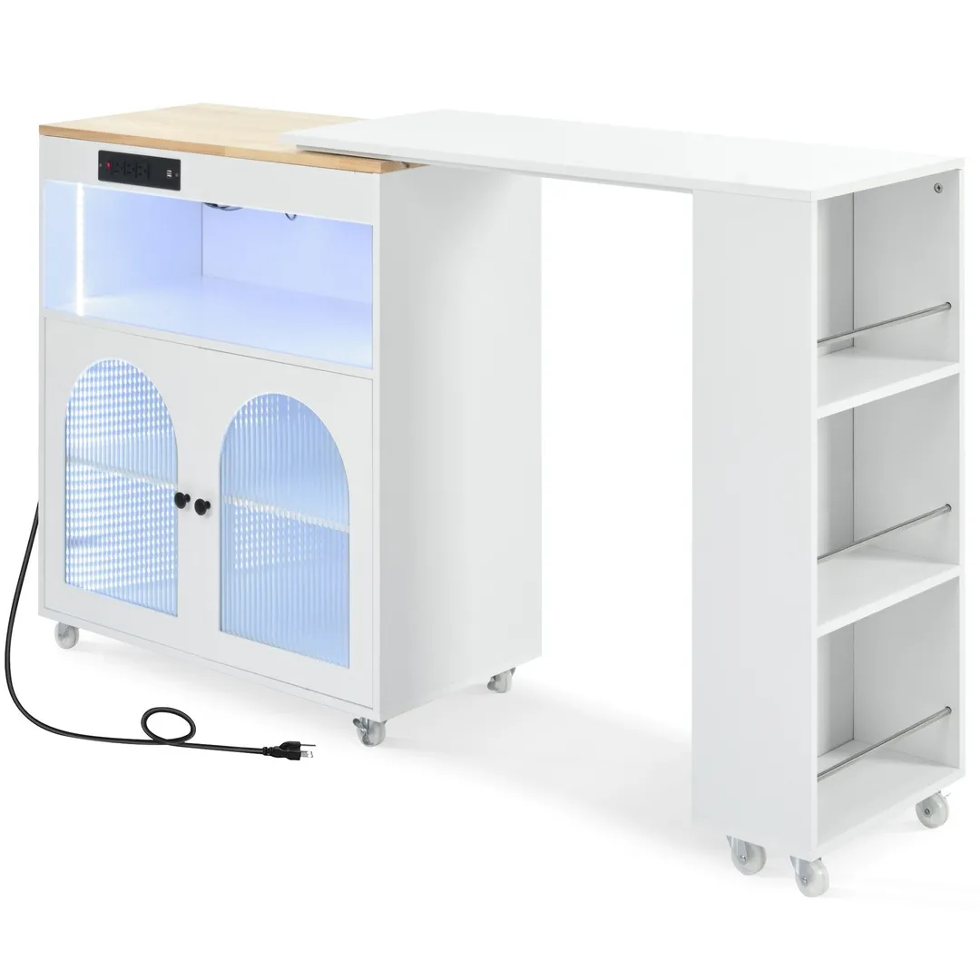 Xspracer White Mdf Base with Wood Top Rolling Kitchen Island (17-in x 33-in x 37-in), photo 8 of 20
