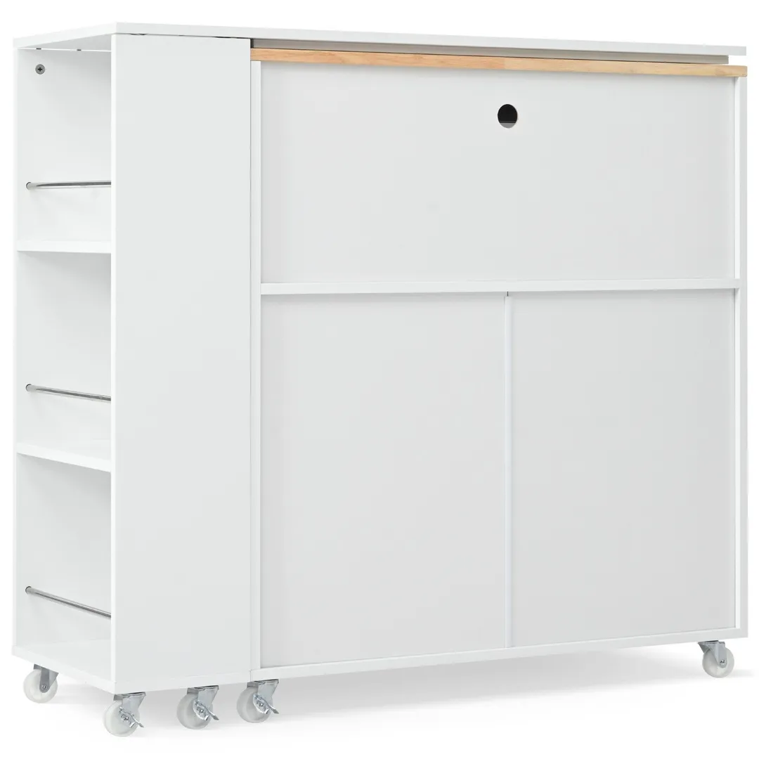 Xspracer White Mdf Base with Wood Top Rolling Kitchen Island (17-in x 33-in x 37-in), photo 10 of 20