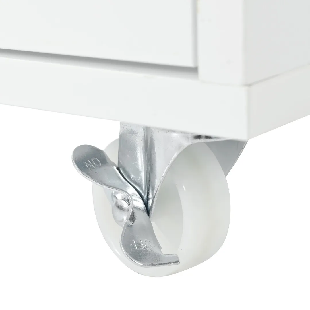 Xspracer White Mdf Base with Wood Top Rolling Kitchen Island (17-in x 33-in x 37-in), photo 14 of 20