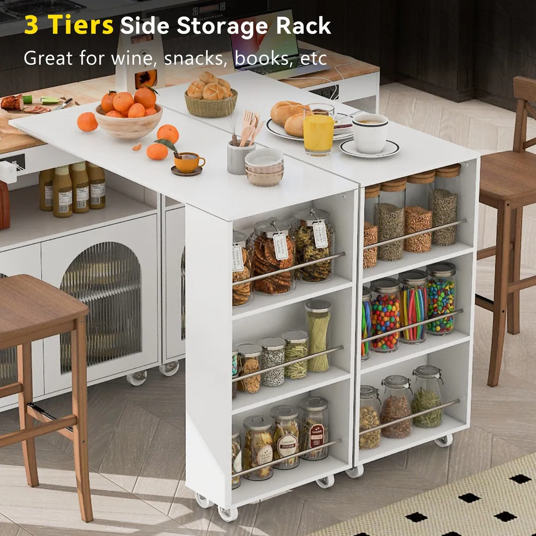 Xspracer White Mdf Base with Wood Top Rolling Kitchen Island (17-in x 33-in x 37-in), photo 17 of 20