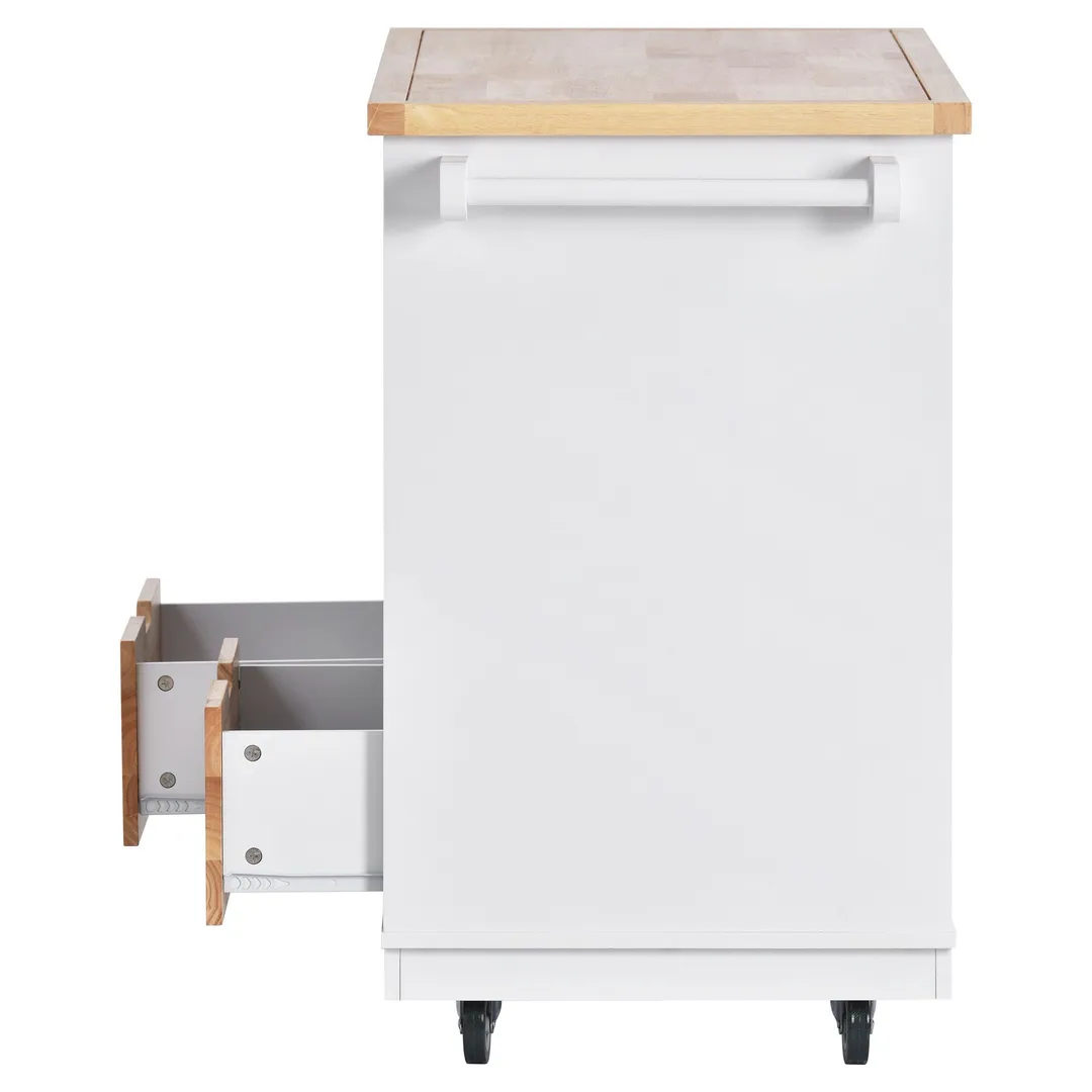 Xspracer White Mdf Base with Wood Top Rolling Kitchen Island (22-in x 46-in x 36-in), photo 5 of 18