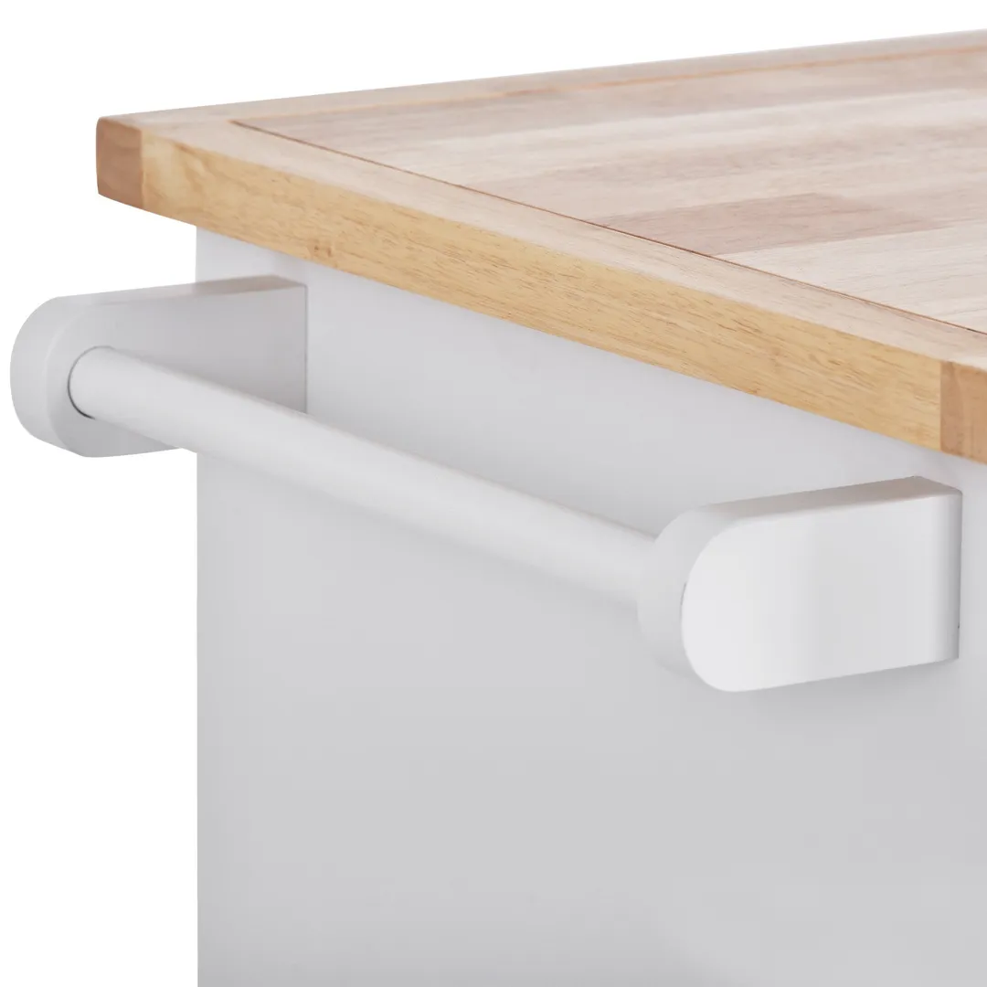 Xspracer White Mdf Base with Wood Top Rolling Kitchen Island (22-in x 46-in x 36-in), photo 7 of 18