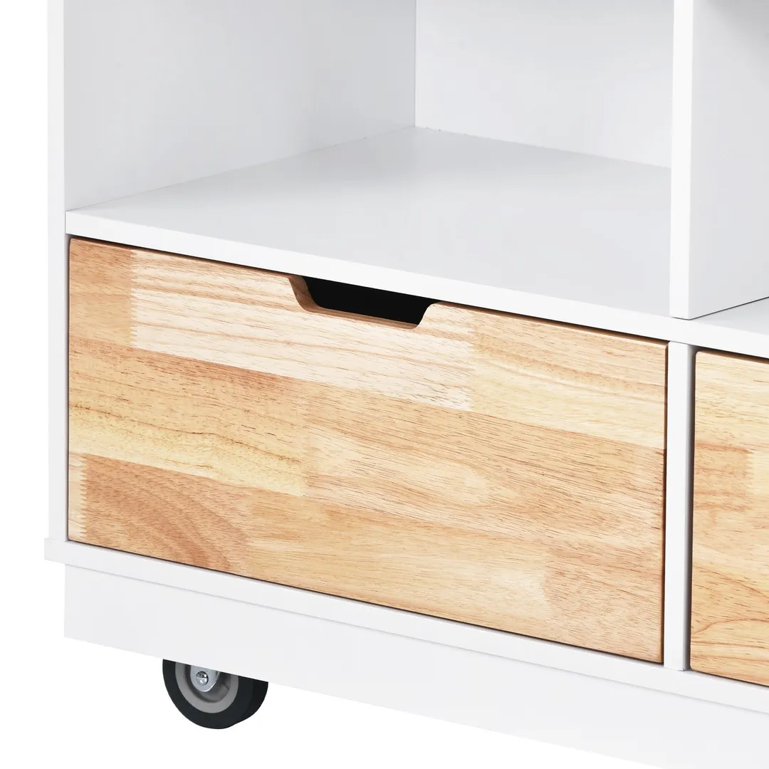 Xspracer White Mdf Base with Wood Top Rolling Kitchen Island (22-in x 46-in x 36-in), photo 8 of 18